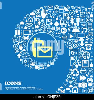 Symbol "Mail". Briefumschlag-Symbol. Nachricht Sms Zeichen. Schöne Reihe von wunderschönen Ikonen twisted Spirale in der Mitte ein großes Symbol. VEC Stock Vektor