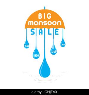 großen Monsun-Verkauf-Banner-design Stock Vektor