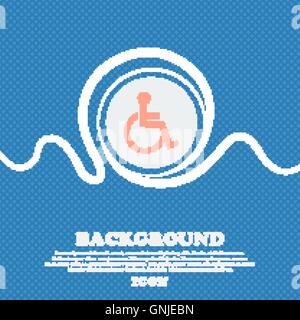 Deaktivierte Schild-Symbol. Mensch auf dem Rollstuhl-Symbol. Behinderte ungültige Zeichen. Blau-weißen abstrakten Hintergrund gesprenkelt mit Raum Stock Vektor
