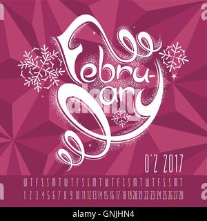 Kalender für das Jahr 2017 mit handgezeichneten Schriftzug Stock Vektor