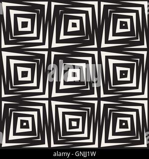 Nahtlose schwarz-weiß eckigen Linien Vektormuster Stock Vektor