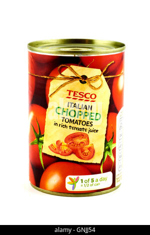 Tesco Italienisch gehackte Tomaten Stockfoto