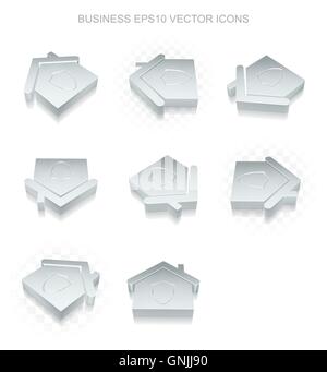 Ikonen-Satz zu finanzieren: verschiedene Ansichten der metallischen Home, transparente Schatten, EPS 10 Vektor. Stock Vektor