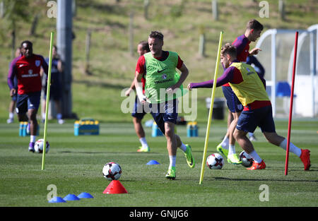 Englands Jamie Vardy während einer Trainingseinheit im St. Georges Park, Burton. Stockfoto