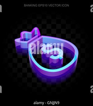 Währung-Symbol: 3d Neon leuchtende Geldsack aus Glas, EPS 10 Vektor. Stock Vektor