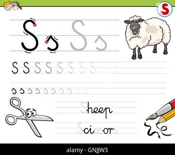 Gewusst wie: Schreiben von Buchstaben s Stock Vektor