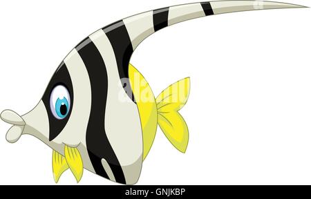 komische schwarze und weiße Engel Fisch cartoon Stock Vektor