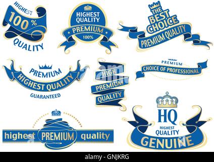 Blaues Banner Ribbon Set Stock Vektor