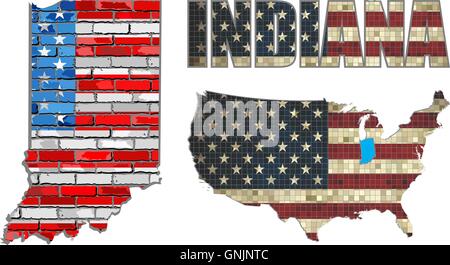 USA Bundesstaat Indiana auf eine Mauer Stock Vektor