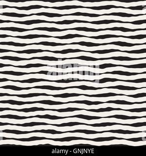 Nahtlose Hand gezeichnete horizontale Wellenlinien Vektormuster Stock Vektor