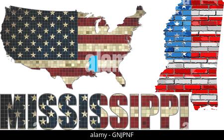 USA-Bundesstaat Mississippi auf eine Mauer Stock Vektor