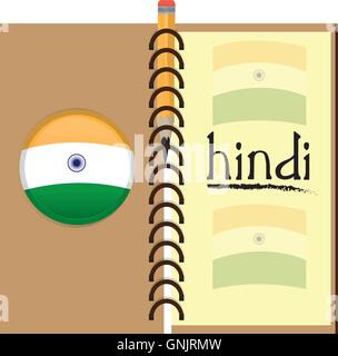 Isolierte Buch mit Text, einen Stift und die indische Flagge Stock Vektor