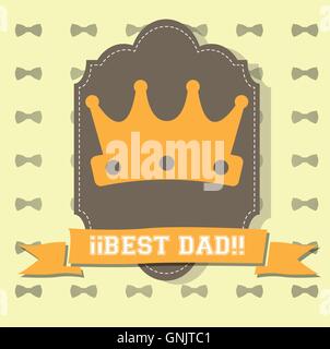 Isolierte Banner mit einer Schleife mit Text und eine Krone für die Feierlichkeiten zum Tag des Vaters Stock Vektor