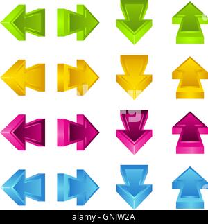 Satz von Pfeil Aufkleber farbig Stock Vektor