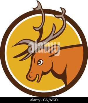 Hirsch Deer Buck Head Kreis Cartoon Stock Vektor