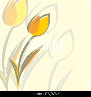 Kartenvorlage mit gelben Tulpen. Stock Vektor