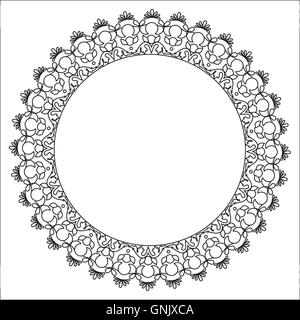 Schwarz / weiß runder Spitze Rahmen. Stock Vektor