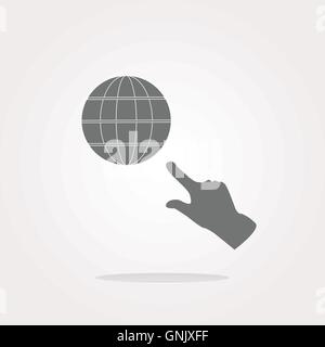 Internet-Schild-Symbol mit Menschen Hand. World Wide Web-Symbol. Kreise-Tasten. Vektor-illustration Stock Vektor