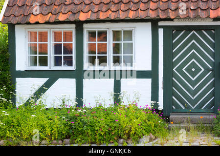 Urige Hütte Terrakotta Dachsteine in Troense, Tasinge Insel vor Svendborg, Süd Fünen Archipel, Dänemark Stockfoto