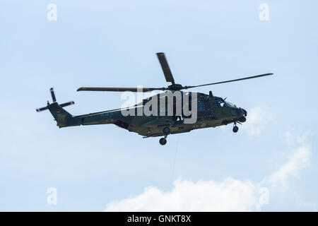 Hubschrauber NH90 der Bundeswehr. Demonstrative Leistung. Stockfoto