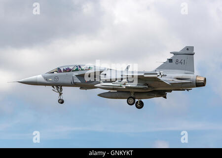 Schwedische Luftwaffe (Flygvapnet) SAAB JAS - 39D Gripen multirole Kämpfer Flugzeuge Stockfoto