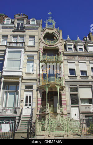 Art Deco Gebäude Maison Saint-Cyr, Square Ambiorix, Brüssel, Belgien Stockfoto