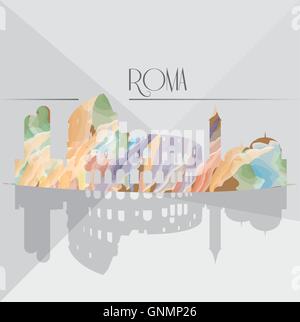 Strukturierten Stadtbild von Roma auf einem grauen Hintergrund isoliert Stock Vektor