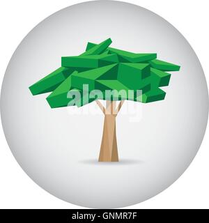 Isolierte Aufkleber mit einer abstrakten geometrischen Baum auf einem weißen Hintergrund Stock Vektor