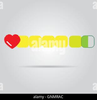 Isolierte Pixel-Health-Bar mit einer Herzform auf grauem Hintergrund Stock Vektor