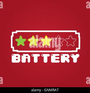Isolierte Batterie Bar mit Text und Sternen auf rotem Grund Stock Vektor