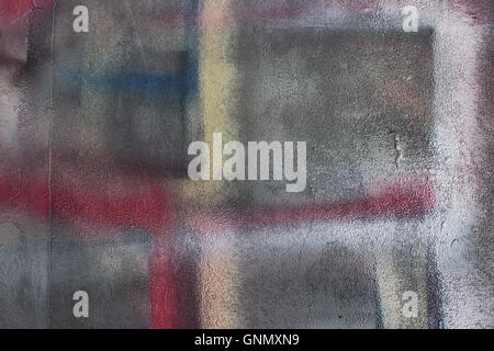 Abstrakter Stil Wandfläche gemalt künstlerisch in den Farben rot, Türkis, weiß und gelb braun. Schöne & einzigartige Textur Stockfoto