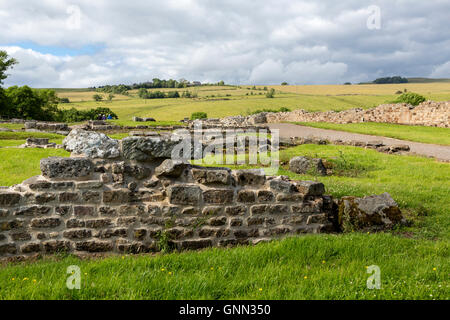 Northumberland, England, Vereinigtes Königreich.  Blick nach Norden vom Vindolanda Roman Fort. Stockfoto