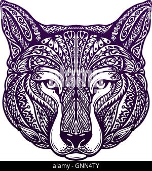 Hund oder Wolf gemalt ethnische tribal Ornament. Vektor-illustration Stock Vektor