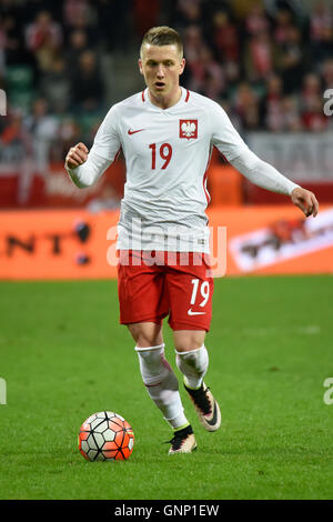 WROCLAW, Polen - 26. März 2016: Piotr Zielinski in Aktion während internationaler Fußball Freundschaftsspiel Polen Vs Finnland 5:0. Stockfoto