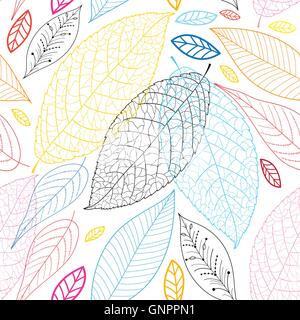 Nahtlose grafisches Muster des Herbstes lässt auf weißem Hintergrund Stock Vektor