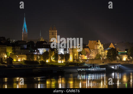 Torun ", Polen, nächtliche Skyline Thorn Stockfoto