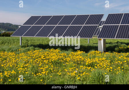 Ulrichsberg, Österreich, Solaranlagen auf einem Feld in das obere Mühlviertel Stockfoto