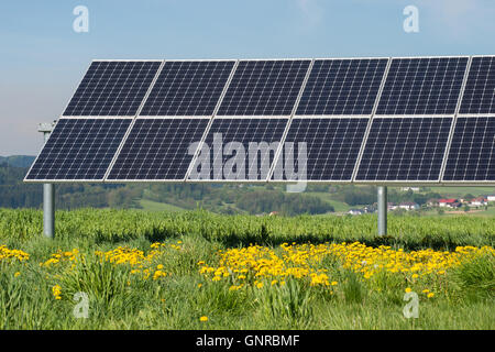 Ulrichsberg, Österreich, Solaranlagen auf einem Feld in das obere Mühlviertel Stockfoto