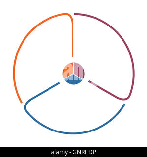 Kreis-Vorlage von bunten Linien mit Textbereiche auf drei Positionen Stockfoto