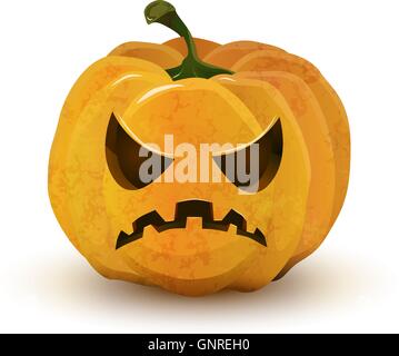 Halloween-Kürbis mit schrecklichen Gesicht isoliert auf weiss Stock Vektor