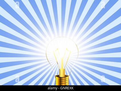 Beleuchtung Lampe Idee Symbol auf gestreiften Retro-Hintergrund Stock Vektor
