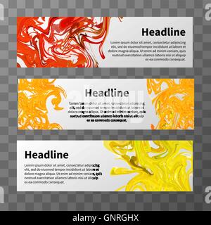 Web-Banner mit roten, gelben und Orangen Spritzer Farbe Stock Vektor