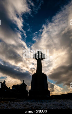 Keltisches Kreuz Grabstein, Friedhof der Abtei, Donegal Town, County Donegal, Irland Stockfoto