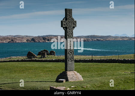 Baile Mor, Great Britain, St Martins Cross im Kloster Iona Abbey Stockfoto