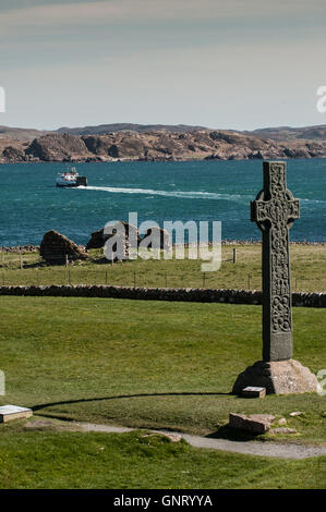 Baile Mor, Great Britain, St Martins Cross im Kloster Iona Abbey Stockfoto