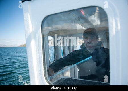 Tobermory, Vereinigtes Königreich, shell-Angeln mit seinem Cutter aus der Isle of Mull Stockfoto