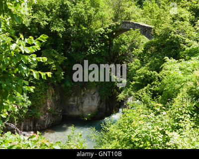 Elen Skok oder "Hirsche Leap Bridge" über Mala Fluss auf Bistra Berg in den Mavrovo Nationalpark, Mazedonien Stockfoto