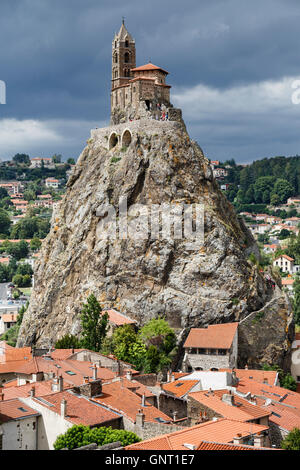 Saint Michel d ' Aiguilhe Kapelle, Le Puy-En-Velay, Haute-Loire, Frankreich Stockfoto