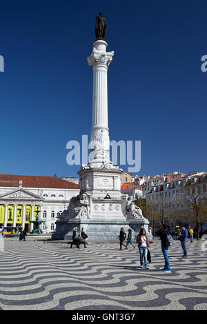 Lissabon, Portugal, Bronzestatue Pedro IV. Auf dem Rossio Stockfoto