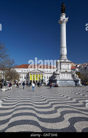 Lissabon, Portugal, Bronzestatue Pedro IV. Auf dem Rossio Stockfoto